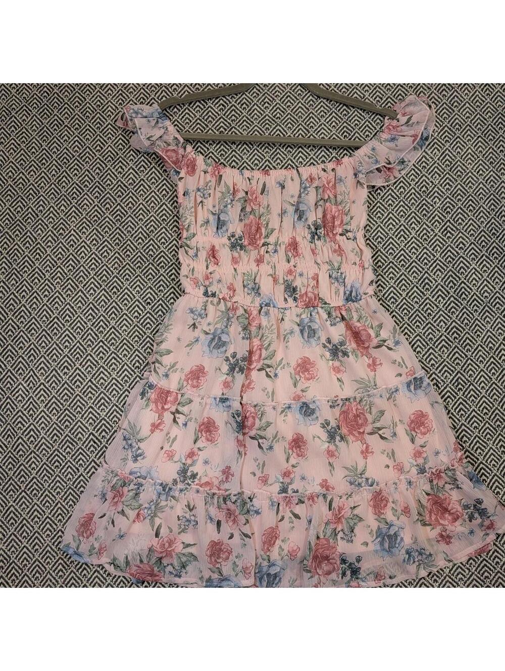 Streetwear Society Pink Floral Off Shoulder Mini Dress Size M Y2K